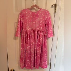 Pink Heart Pattern Kids Dress